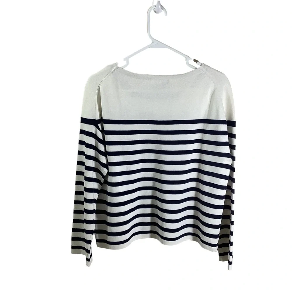 J. Crew Long Sleeve Striped Cotton Sweater with Cabana Patches
